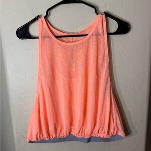 FP Movement Peach Sheer Sleeveless Tank Top Bubble Hem Oversized Beachy L